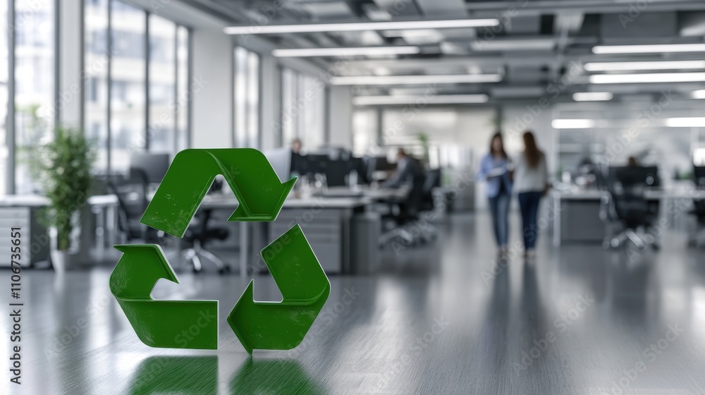 Obraz premium Promoting sustainability through recycling initiatives modern office space corporate environment professional viewpoint