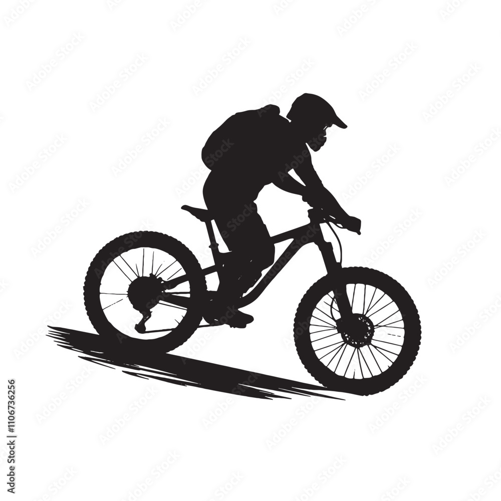 Fototapeta premium Mountain Biker Silhouette for Nature-Themed