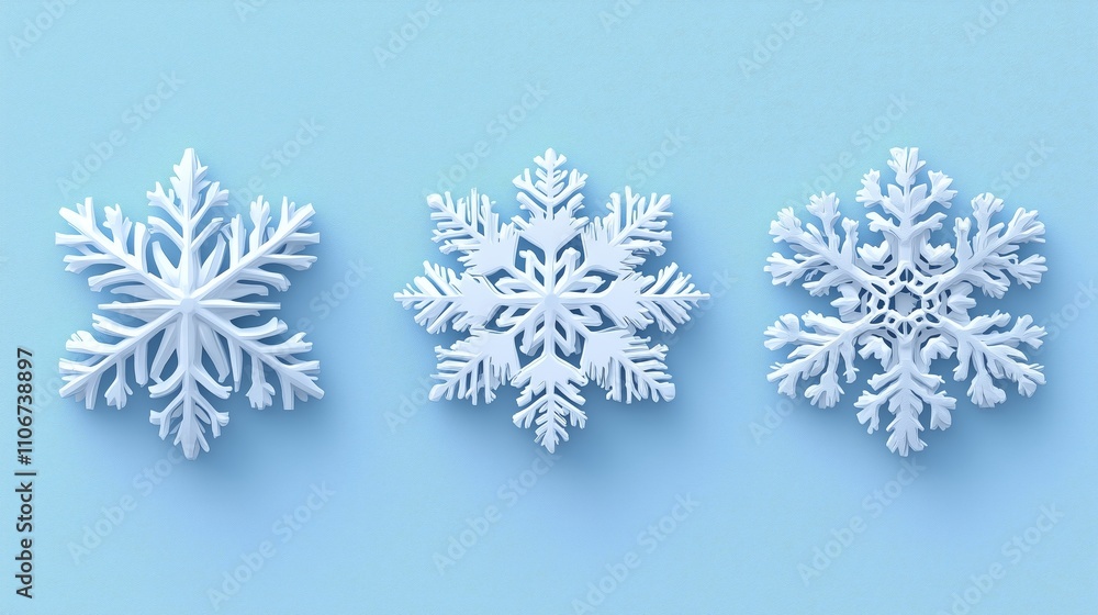 Collection of Elegant Snowflakes with Delicate Designs in Blue Collection of Elegant Snowflakes with Delicate Designs in Blue