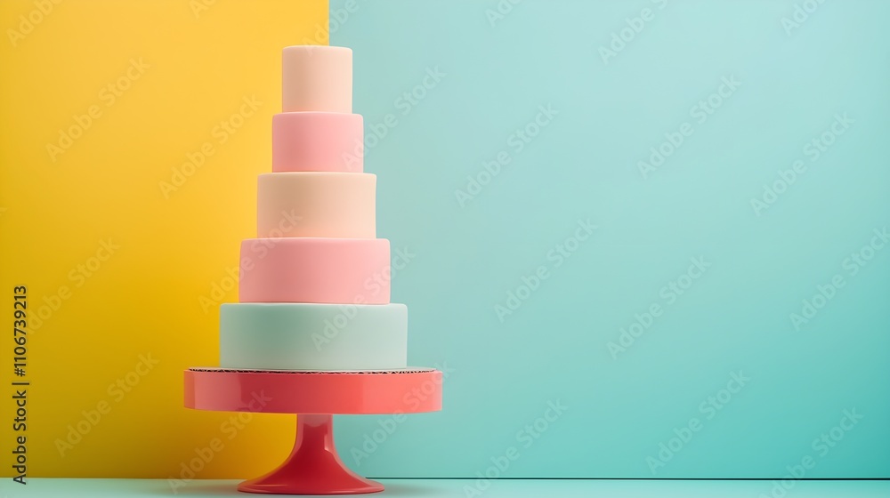 Pastel Cake Layers on Modern Stand Pastel Cake Layers on Modern Stand