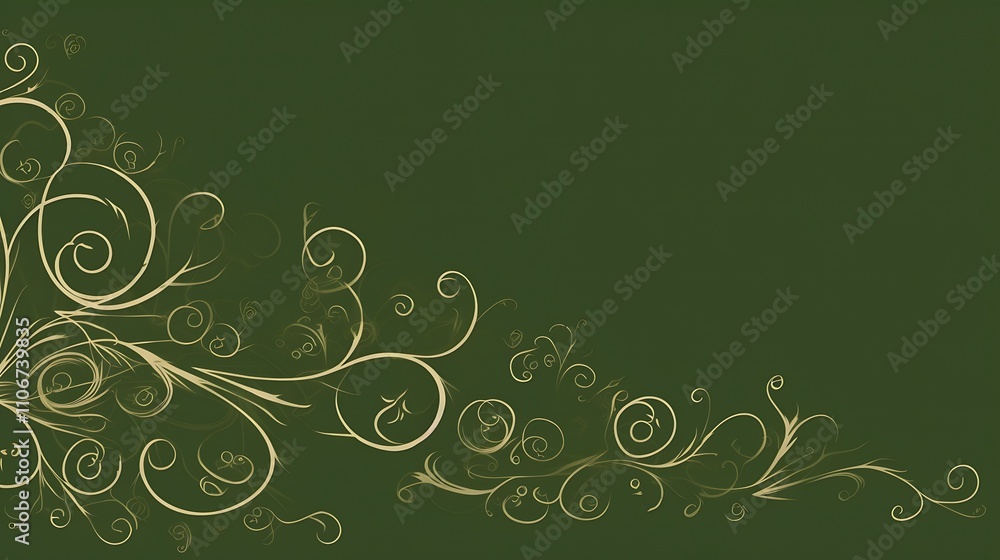 Elegant Gold Swirls on a Dark Green Background Elegant Gold Swirls on a Dark Green Background
