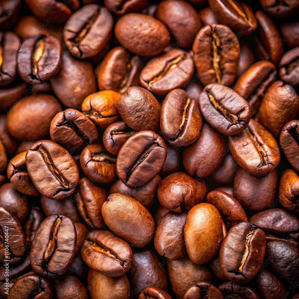 Obraz premium close up view of dark fresh roasted coffee beans