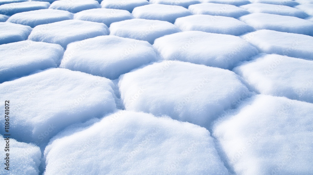 Obraz premium Snowy Geometric Harmony: Interconnected Hexagonal Patterns in Winter Field