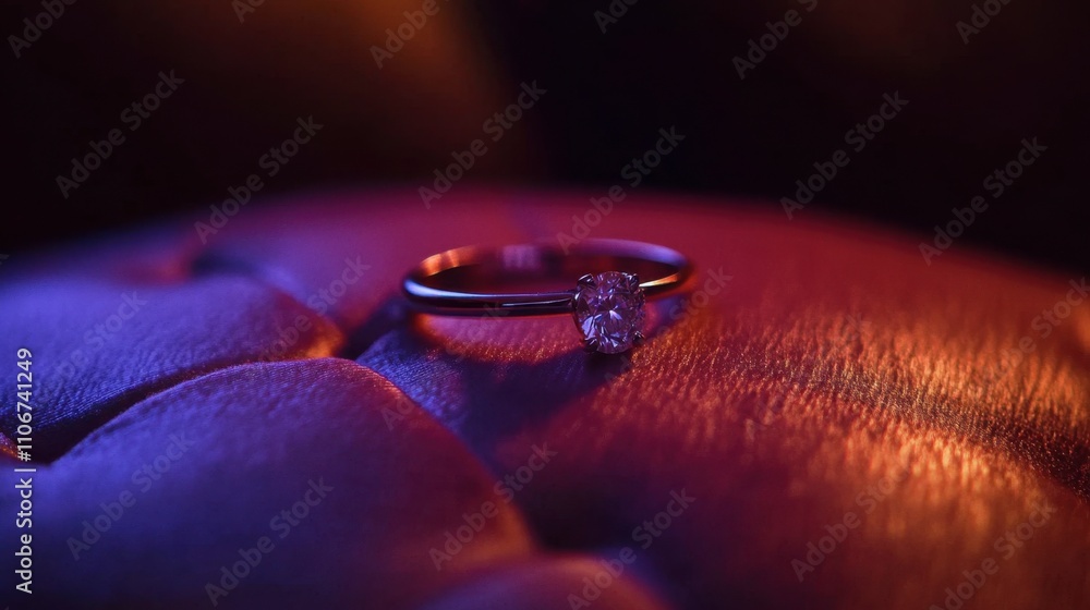 Elegant Sparkling Diamond Engagement Ring on Velvet Elegant Sparkling Diamond Engagement Ring on Velvet