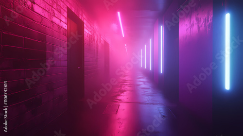 3d visualization of illuminous mist with vibrant neon colors. Ethereality. Illustration photo