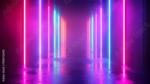 Wallpaper Mural 3d visualization of illuminous mist with vibrant neon colors. Ethereality. Illustration Torontodigital.ca