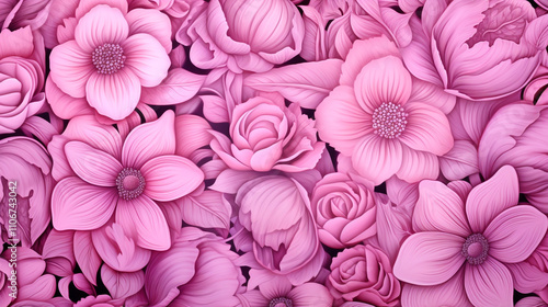 Pink seamess floral patterned background photo