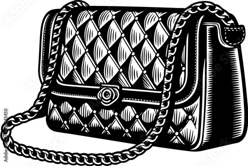 woman's expensive leather bag vector art illustration