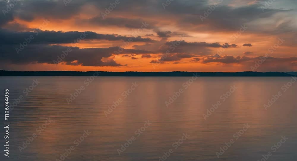 orange twilight sky with waves in the afternoon orange twilight sky with waves in the afternoon