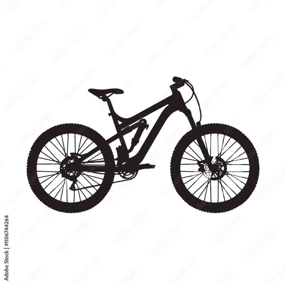 Fototapeta premium Isolated Mountain Bike Silhouette with White Background