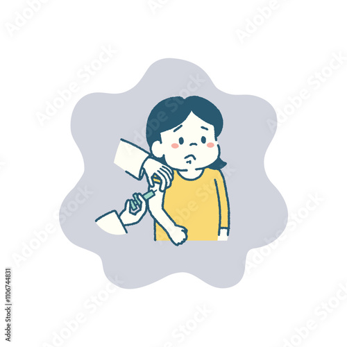 子ども　予防接種　注射　我慢する　イラスト　女の子