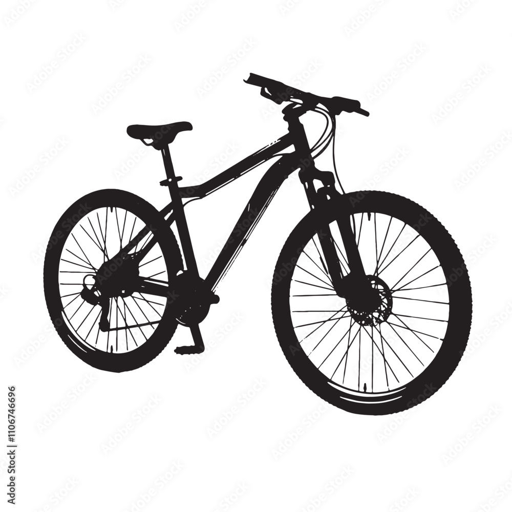 Fototapeta premium Flat Mountain Bike Silhouette on White Background