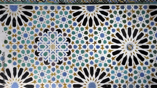 Ceramic wall tiles at the The Alhambra, Granada, Andalusia, Spain