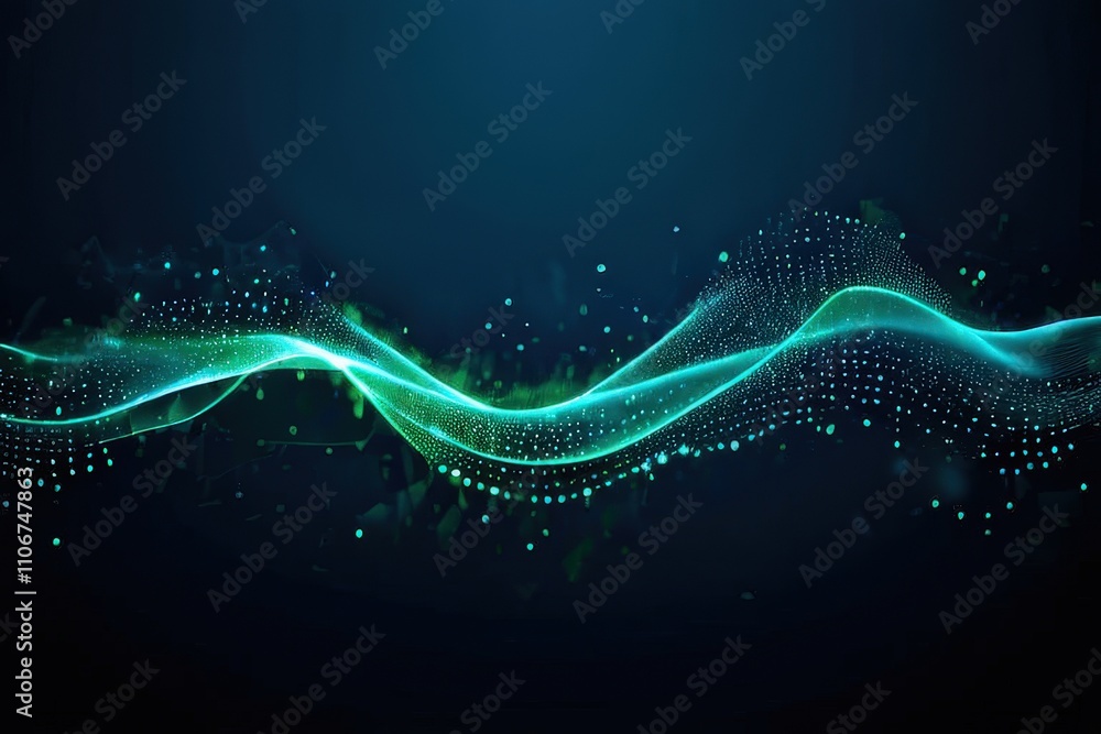 the AI Image Generator, Digital Wave With Glowing Blue Dots On Dark the AI Image Generator, Digital Wave With Glowing Blue Dots On Dark