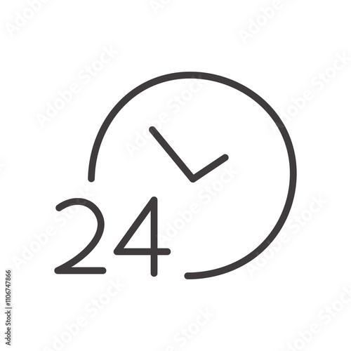 24 Hours thin liner icon vector.