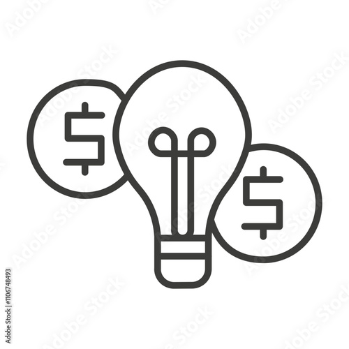 Light Bulb with Dollar Sign Icon Representing Business Innovation and Profits