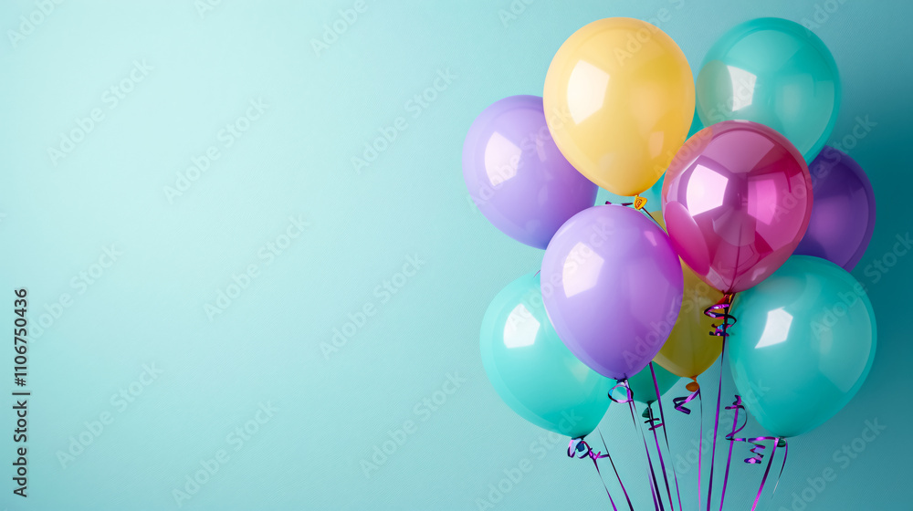 A bunch of bright balloons with space for text against a colorful background. A bunch of bright balloons with space for text against a colorful background.