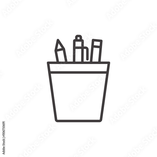 Pencil Stand thin liner icon vector.