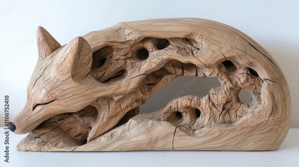 Rustic Wooden Fox Sculpture Carved Animal Art Home Decor Rustic Wooden Fox Sculpture Carved Animal Art Home Decor