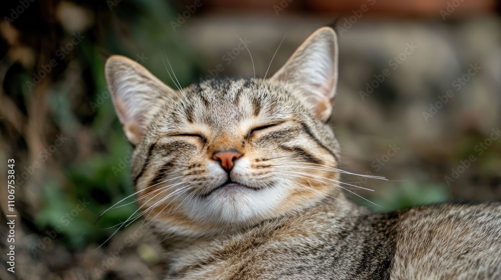 Cat with a playful or content expression, showing a smiling demeanor Cat with a playful or content expression, showing a smiling demeanor