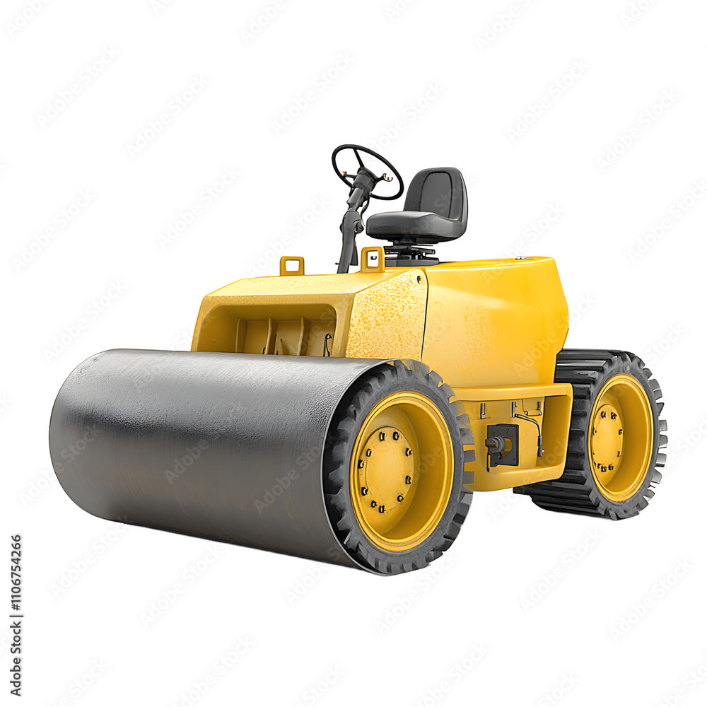 Fototapeta premium Yellow Road Roller Compactor Construction Equipment