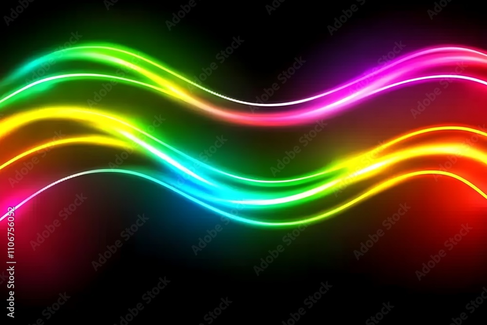 Naklejka premium Rainbow Neon Waves Abstract Background Design