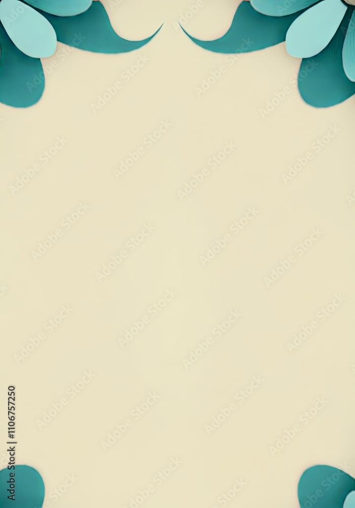 Muted teal accents enhance geometric floral motifs on a pastel cream background, blending elegance and minimalism for modern decor styles Muted teal accents enhance geometric floral motifs on a pastel cream background, blending elegance and minimalism for modern decor styles
