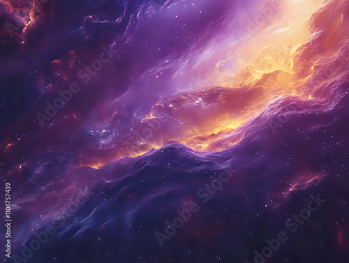 Captivating Celestial Ambiance with Glowing Nebulas and Swirling Galactic Forms