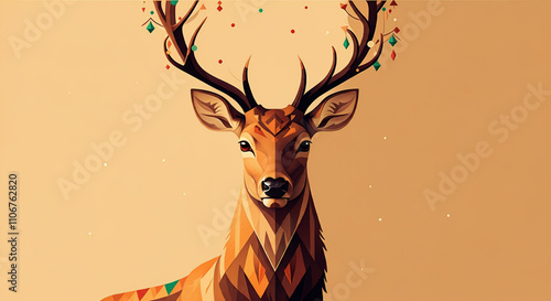 A close-up artistic deer po...