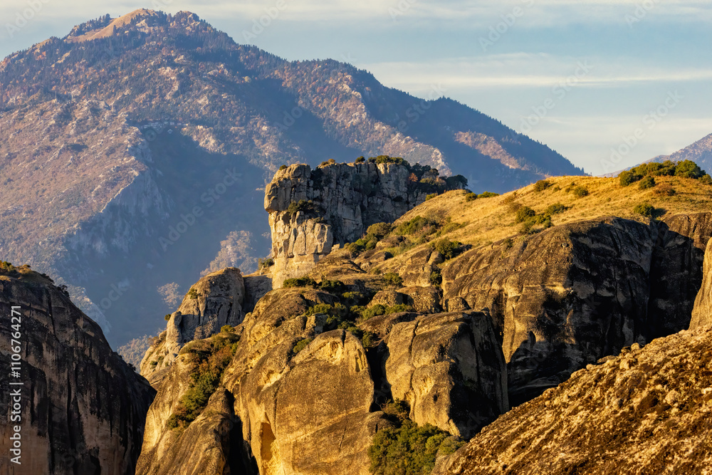Fototapeta premium Panoramic view of a monastery in Meteora, Greece