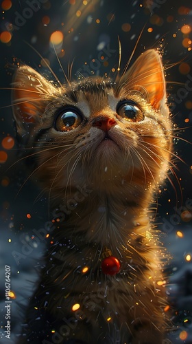 Super cute and lovely Christmas kitten