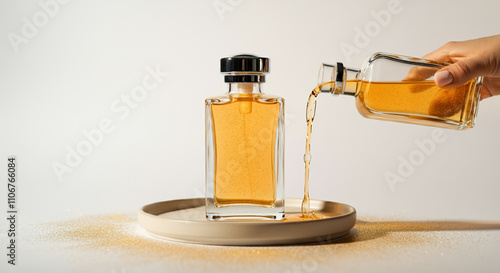 A golden liquid being poure...