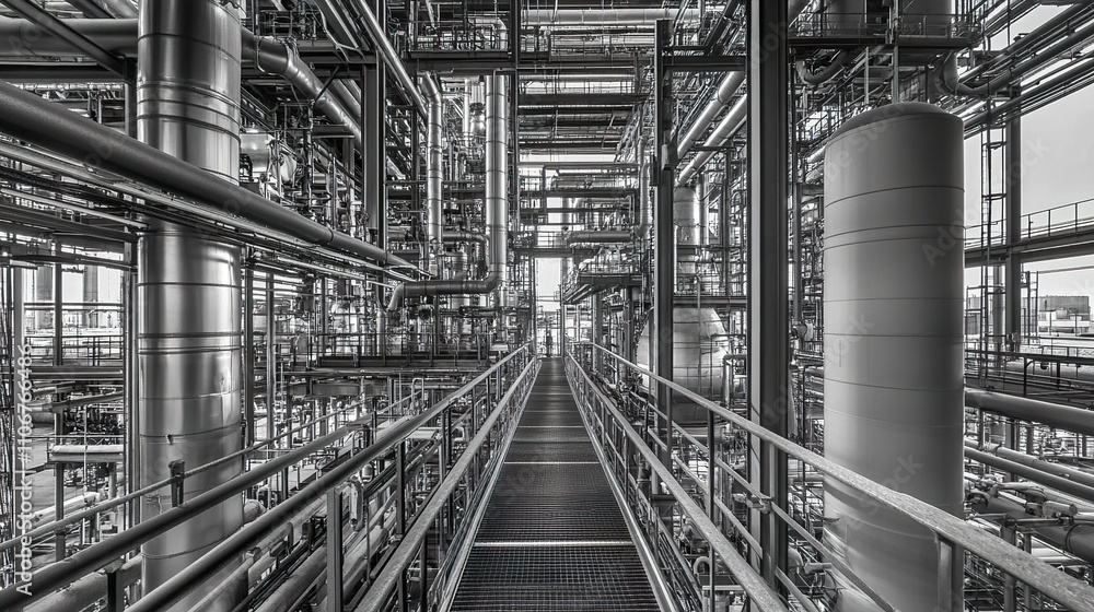 Industrial Complex: Intricate Network of Pipes and Steel Industrial Complex: Intricate Network of Pipes and Steel