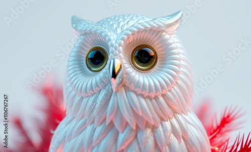 owl christmas Vintage glass white owl old glass toy for decoration of christmas tree close up macro isolated on white background for your design  animal, decoration, season, bird photo