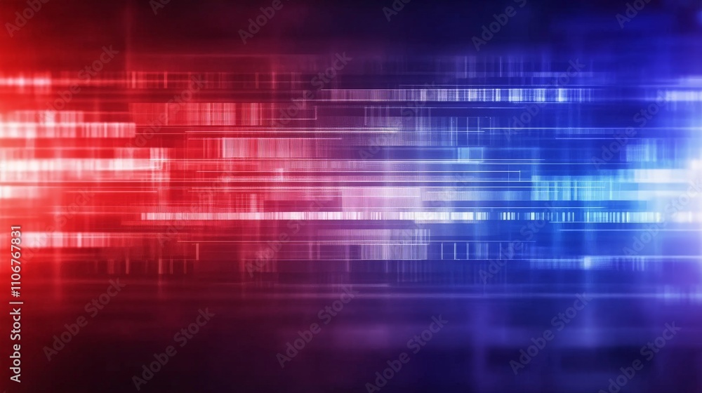Digital abstract composition of horizontal red and blue light streaks creating a dynamic sense of speed, innovation, and modern technological energy Digital abstract composition of horizontal red and blue light streaks creating a dynamic sense of speed, innovation, and modern technological energy