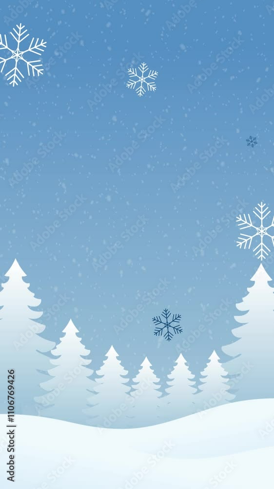 2d animated video of winter at christmas, background with animated pine trees in vertical video 2d animated video of winter at christmas, background with animated pine trees in vertical video