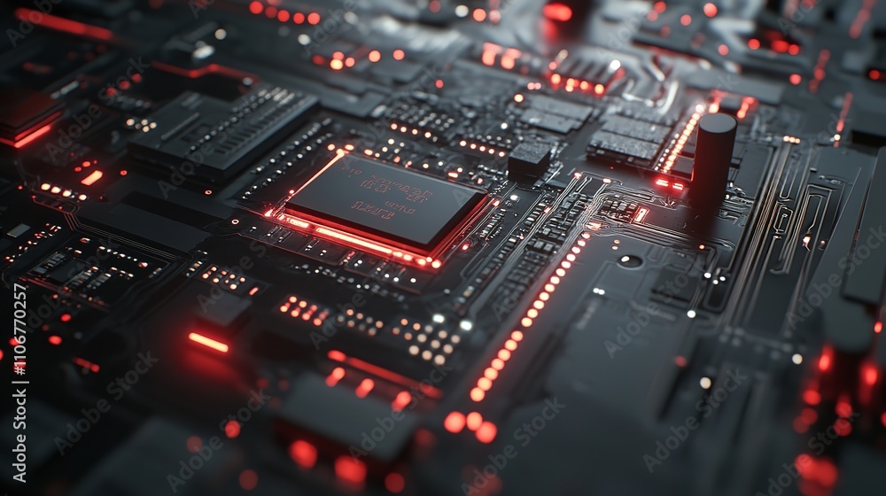 3D Illustration of a Glowing Circuit Board 3D Illustration of a Glowing Circuit Board