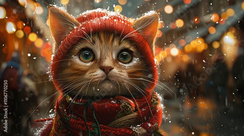 Super cute and lovely Christmas kitten