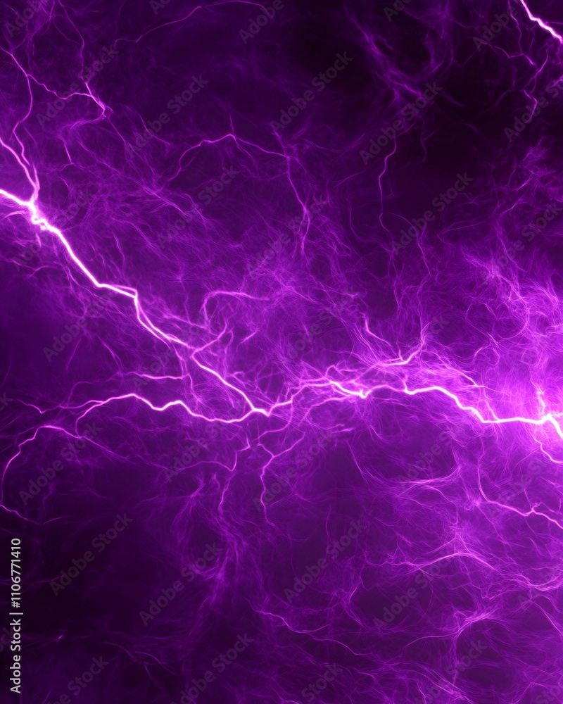 Fototapeta premium Abstract representation of electric energy with purple lightning effects.