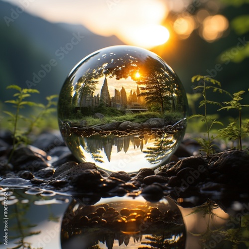 Reflection view of beautiful big world image