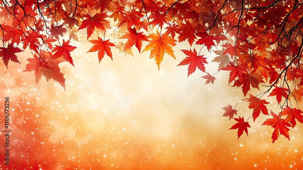 A background with maple leaves and stars in the center with an orange gradient background A background with maple leaves and stars in the center with an orange gradient background
