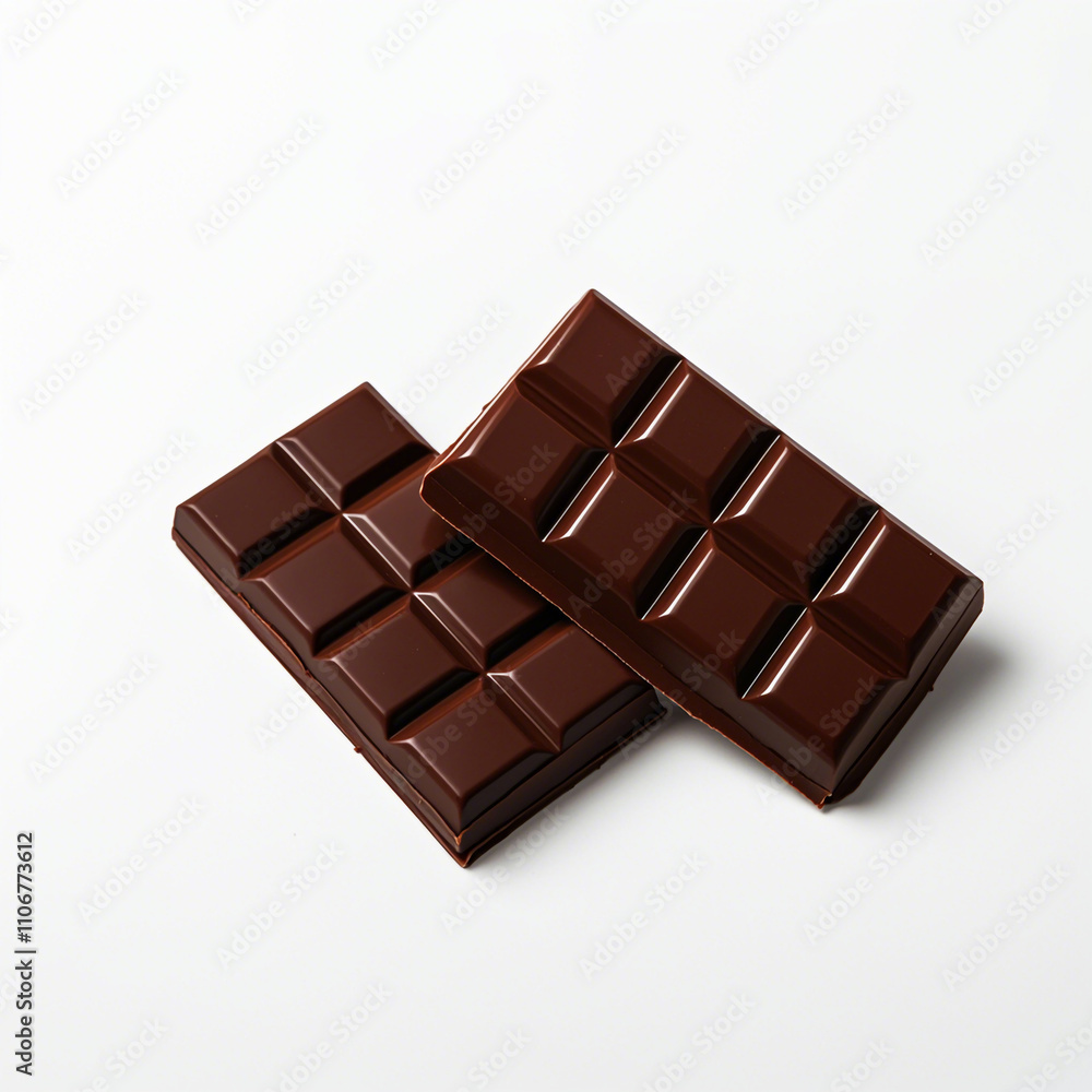 Big chocolate and small ones are each split into three parts isolated on white background Big chocolate and small ones are each split into three parts isolated on white background