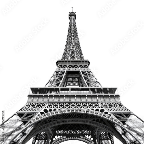 Eiffel Tower in Paris, Europe. Isolated on transparent background