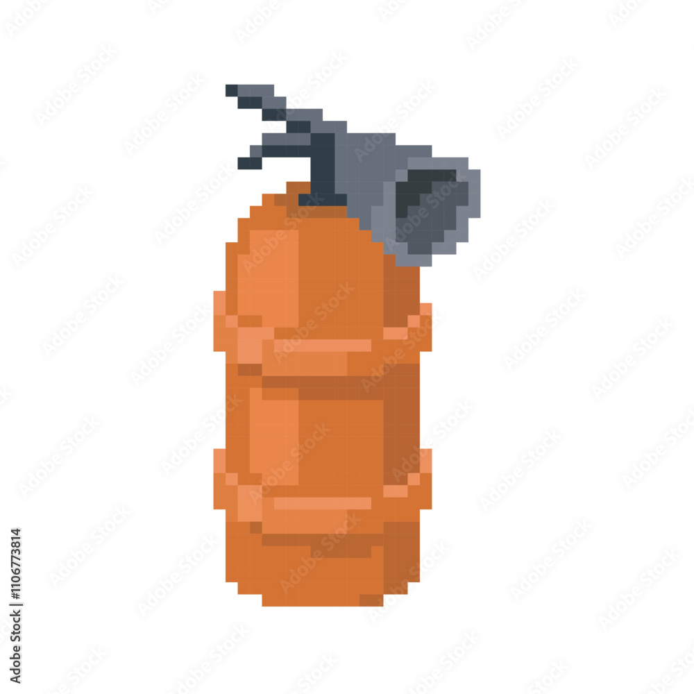 fire extinguisher pixel art, vector illustration on isolated background. fire extinguisher pixel art, vector illustration on isolated background.