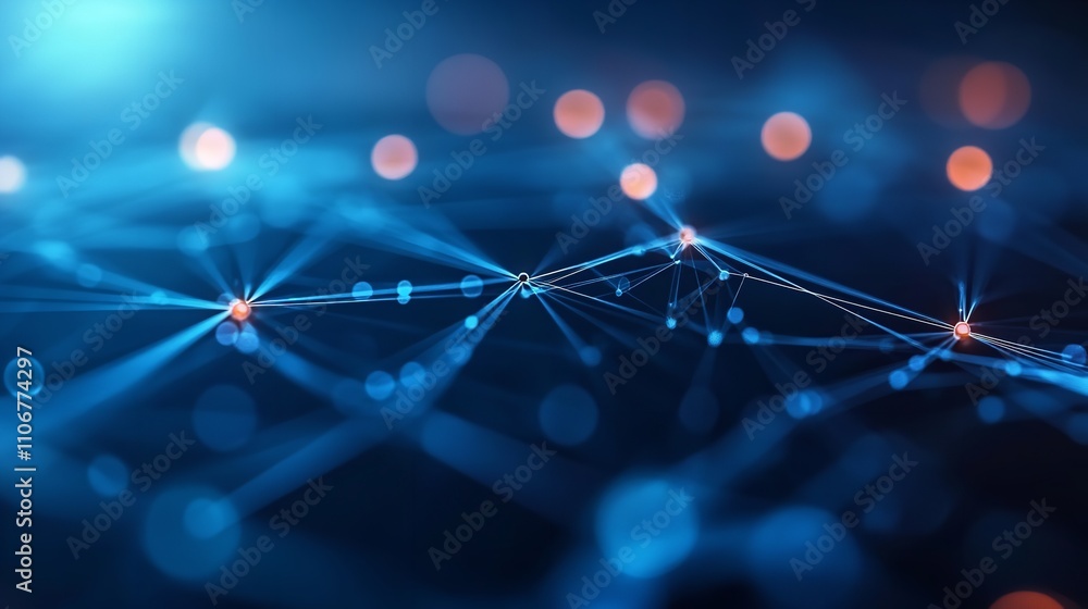Glowing blue and red particles in an abstract digital landscape Glowing blue and red particles in an abstract digital landscape