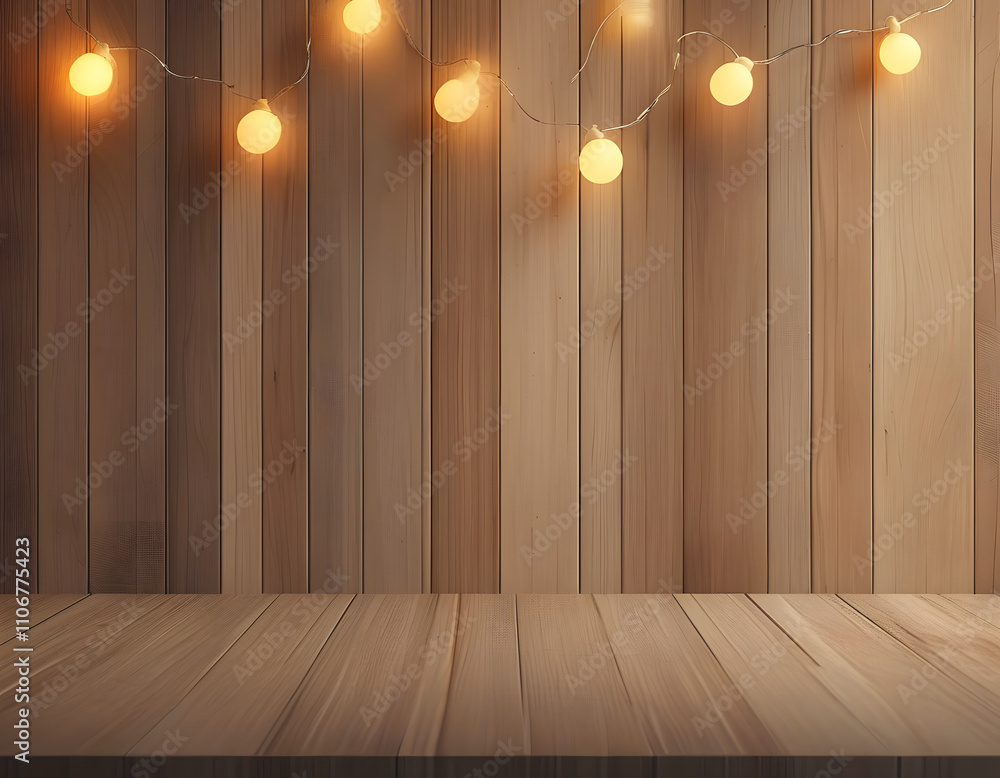 Wooden Background with Christmas Lights Wooden Background with Christmas Lights