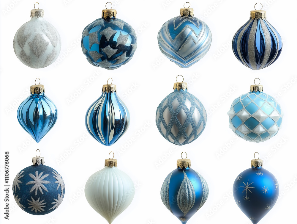 Merry Christmas Ornament 3d set blue Merry Christmas Ornament 3d set blue