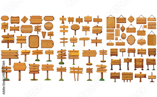 木製看板ベクターイラストセット	