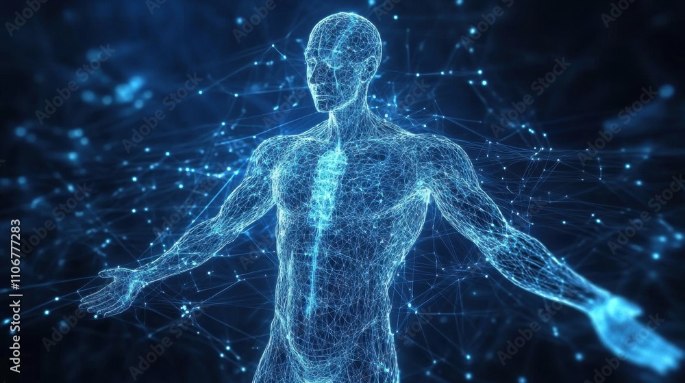 Digital Human Figure with Network Connections Digital Human Figure with Network Connections
