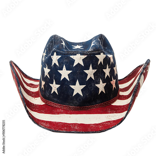 A cowboy hat with stars and stripes on it photo